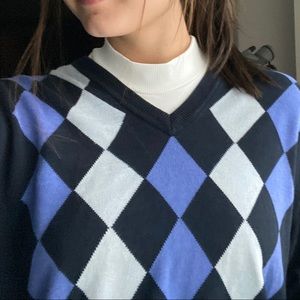 Navy Checkered Sweater